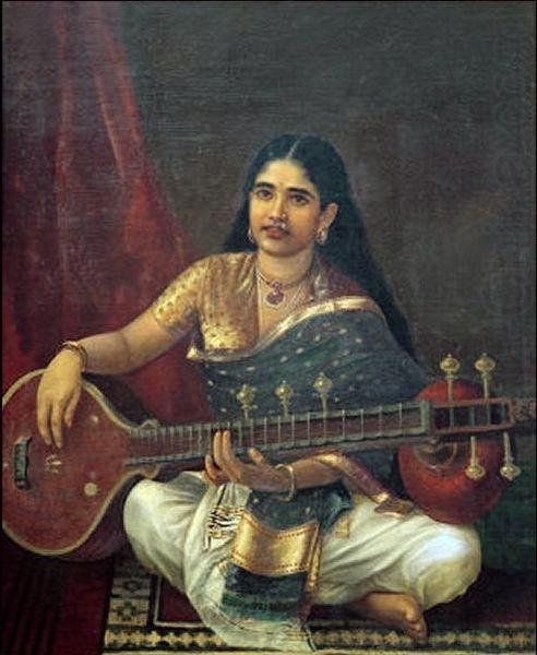 Woman with Veena, Raja Ravi Varma